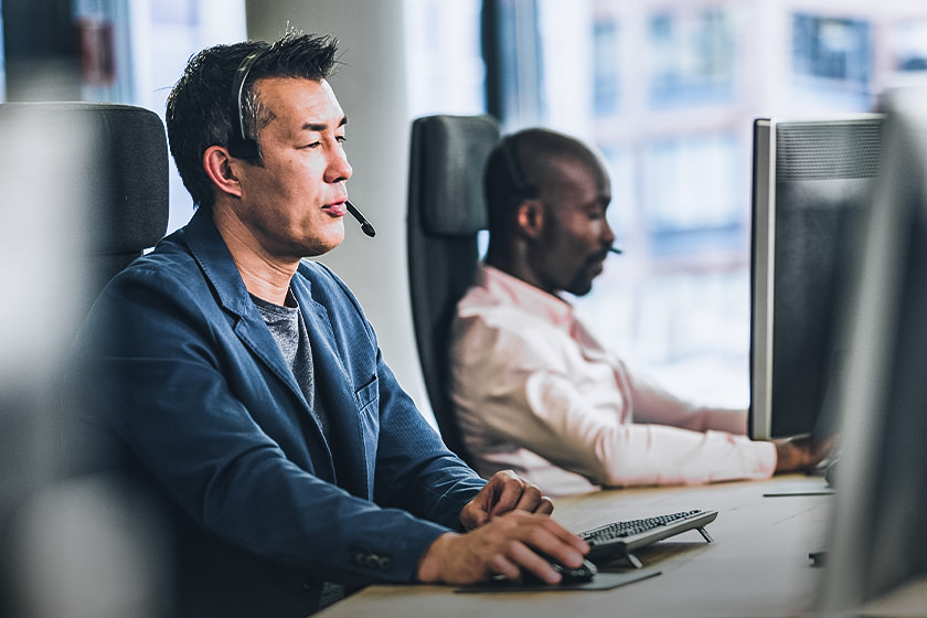 Customer service representatives working in call centre