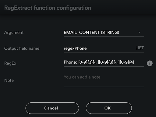 Regular Expression Configuration Page - Extracting phone numbers from Email body